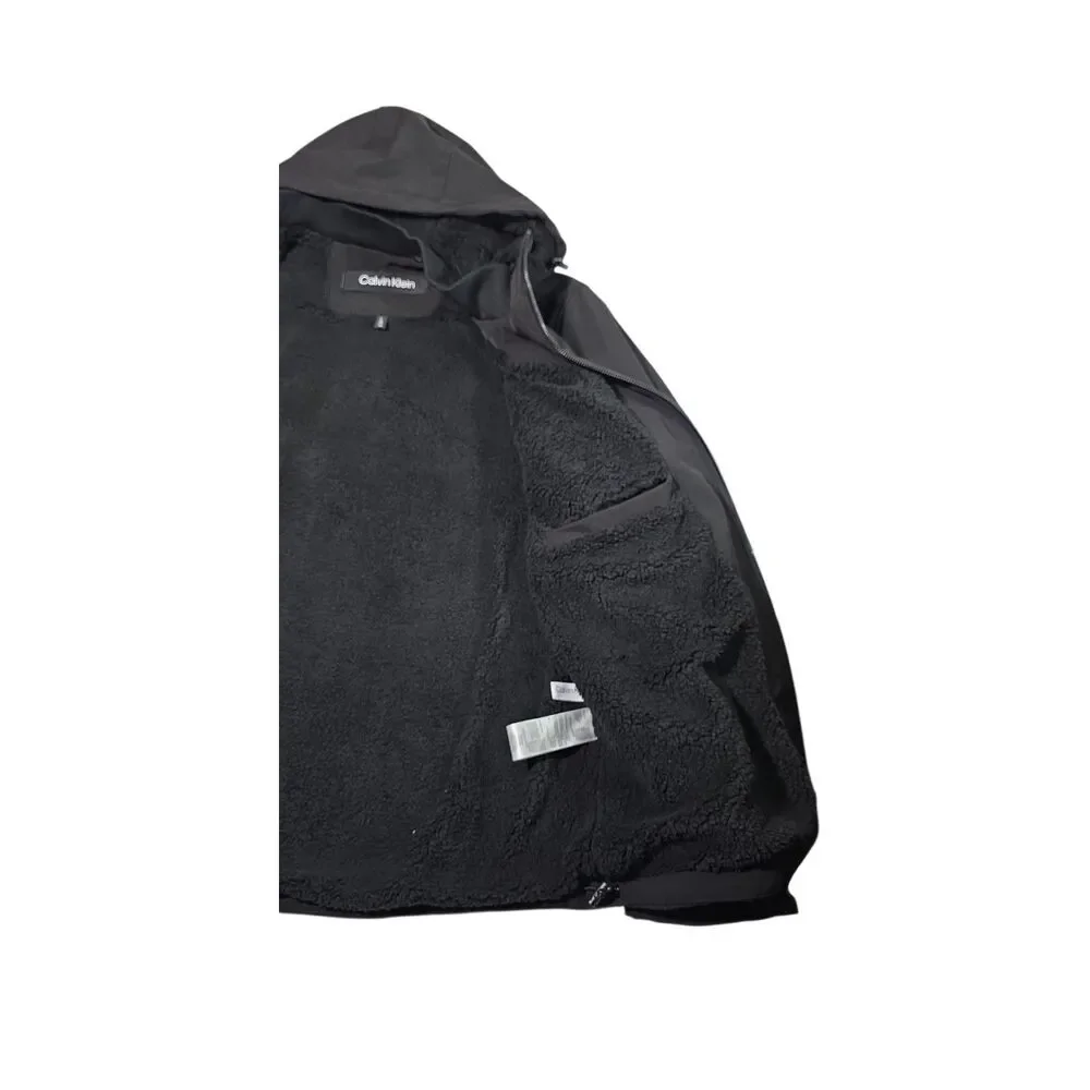 NWT Calvin Klein Men L Sherpa Lined Soft Shell Jacket Black Infinite Stretch 225